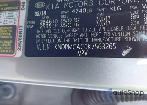 2019 Kia Sportage Lx z USA, uszkodzony, nr VIN KNDPMCAC0K7563265